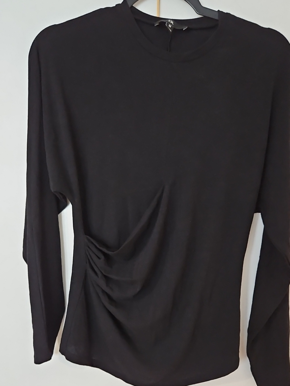 Banana Republic Black Long-Sleeve Side-Ruched Top